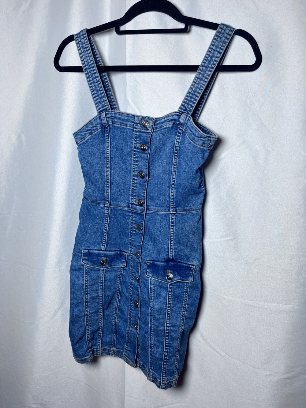 H&M Light Blue Denim Dress with Contrast Stitching